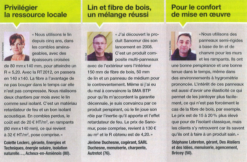 J’utilise… de la fibre de lin