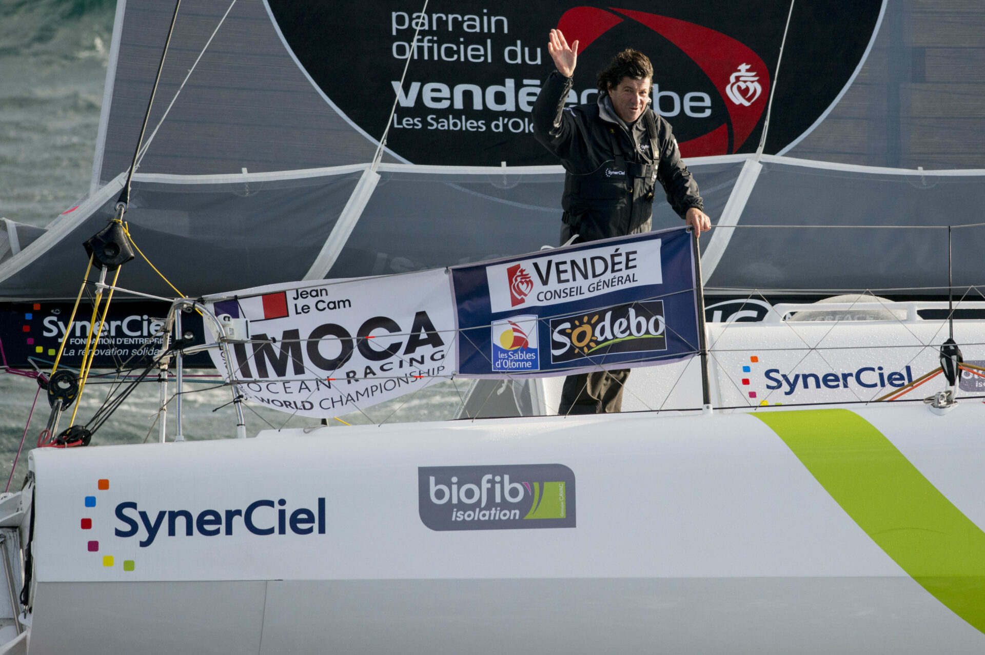 SAILING - ROUND THE WORLD RACE - VENDEE GLOBE 2012/2013 - START - LES SABLES D'OLONNE (FRA) - 10/11/2012 - PHOTO VINCENT CURUTCHET / DPPI - JEAN LE CAM (FRA) / SYNERCIEL -